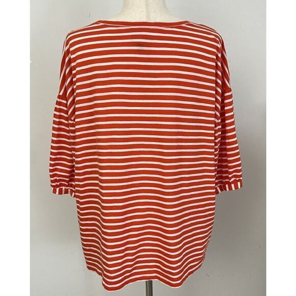 Cabi Slouchy Oversized Orange White Stripe Short Sleeve Boxy Top Women’s Size M - Picture 5 of 10